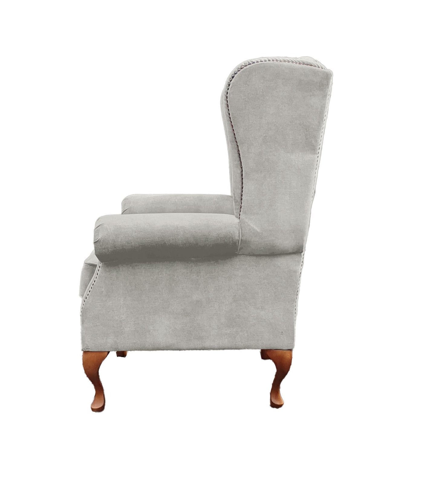 Chesterfield High Back Wing chair and stool - Presented In Luxury Almond Velvet - The Kensington
