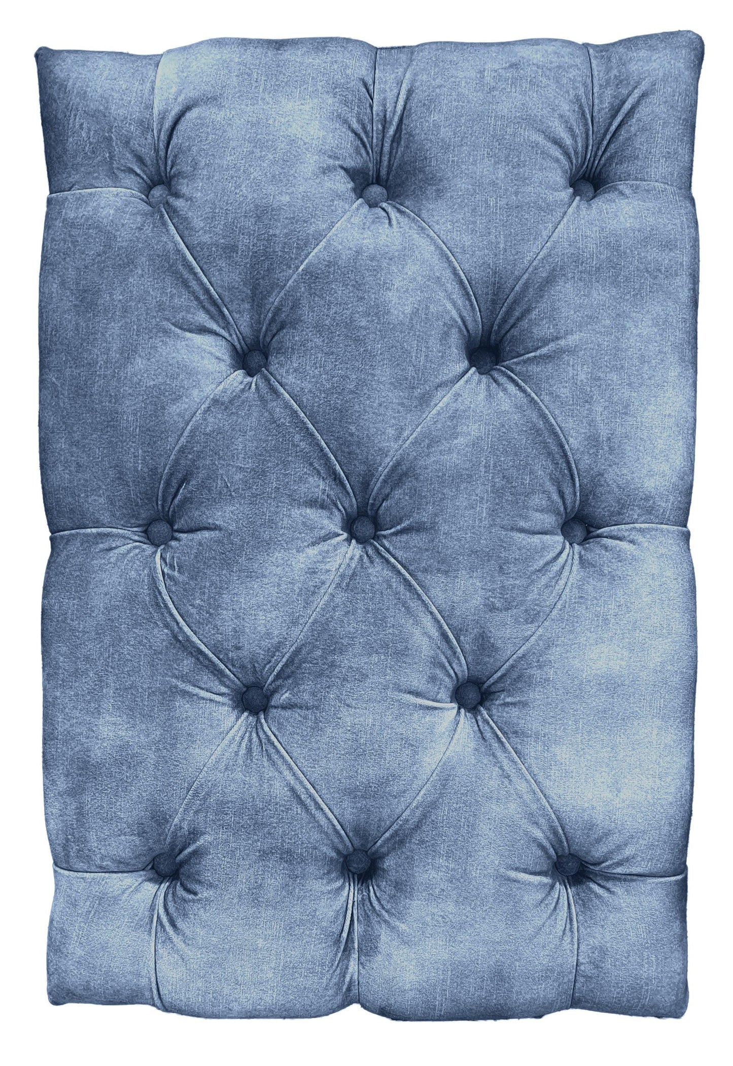 Chesterfield High Back Wing chair and stool - Presented In Luxury Blue Velvet - The Kensington
