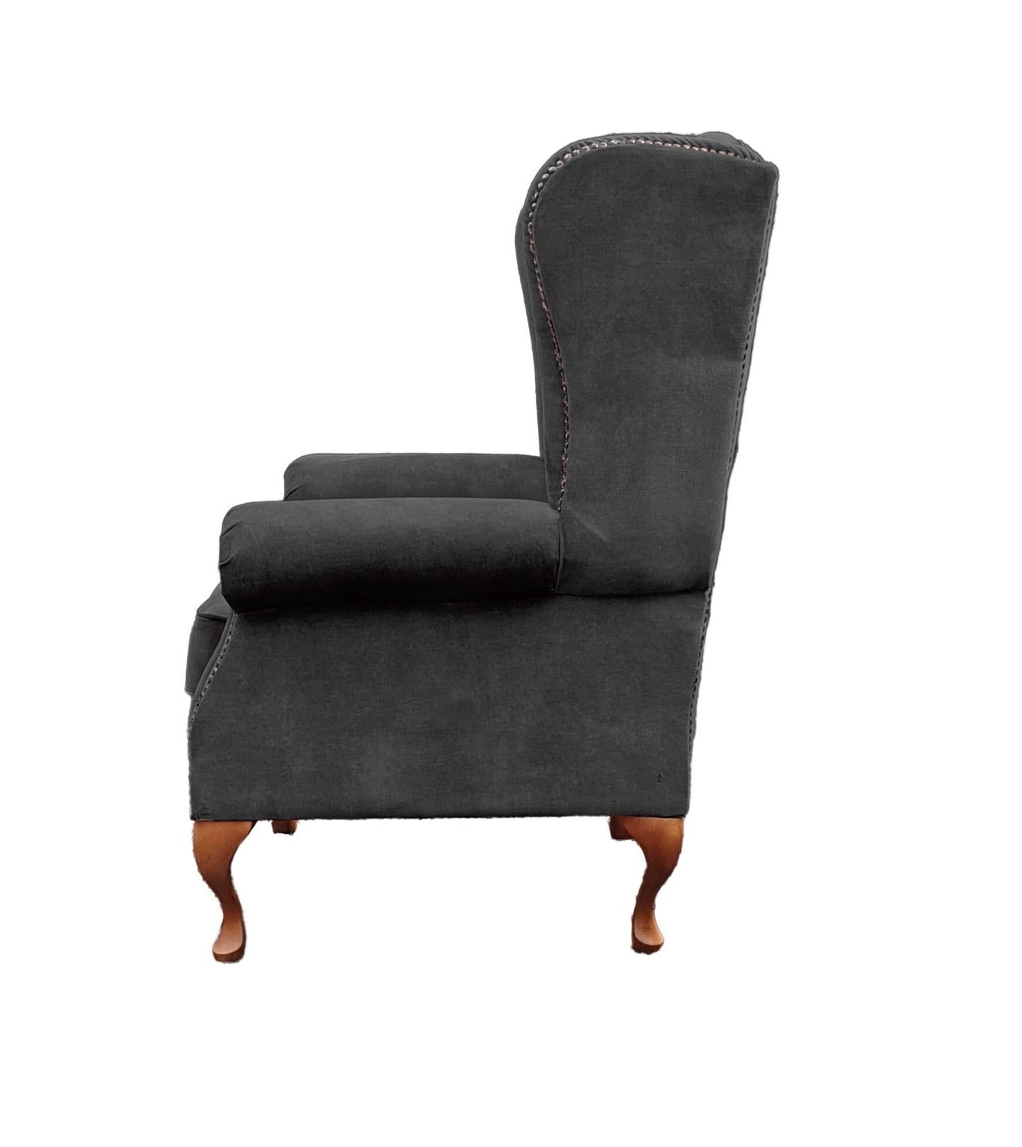 Chesterfield High Back Wing chair - Presented In Luxury Charcoal Velvet - The Kensington