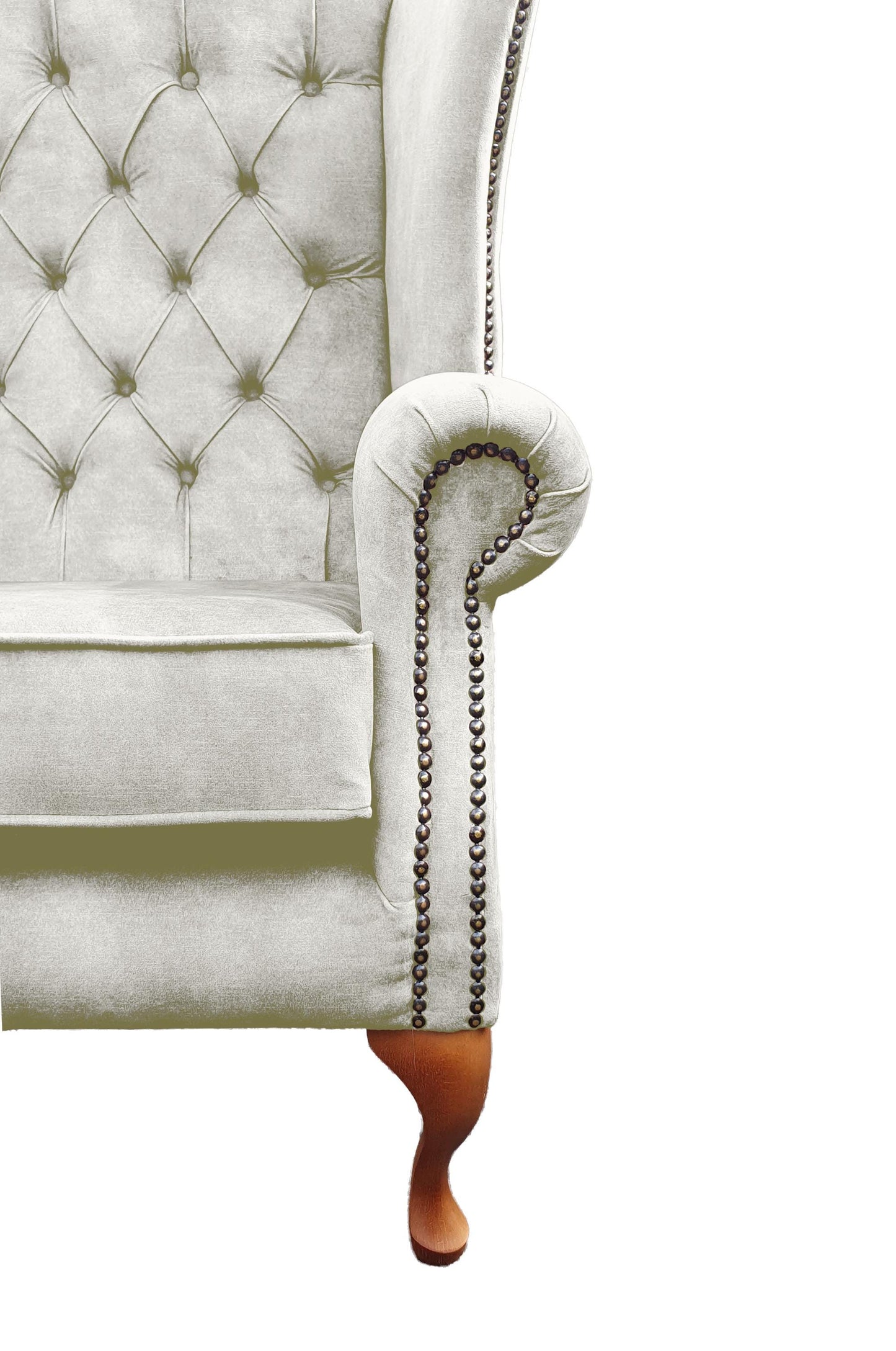 Chesterfield High Back Wing chair - Presented In Luxury Almond Velvet - The Kensington