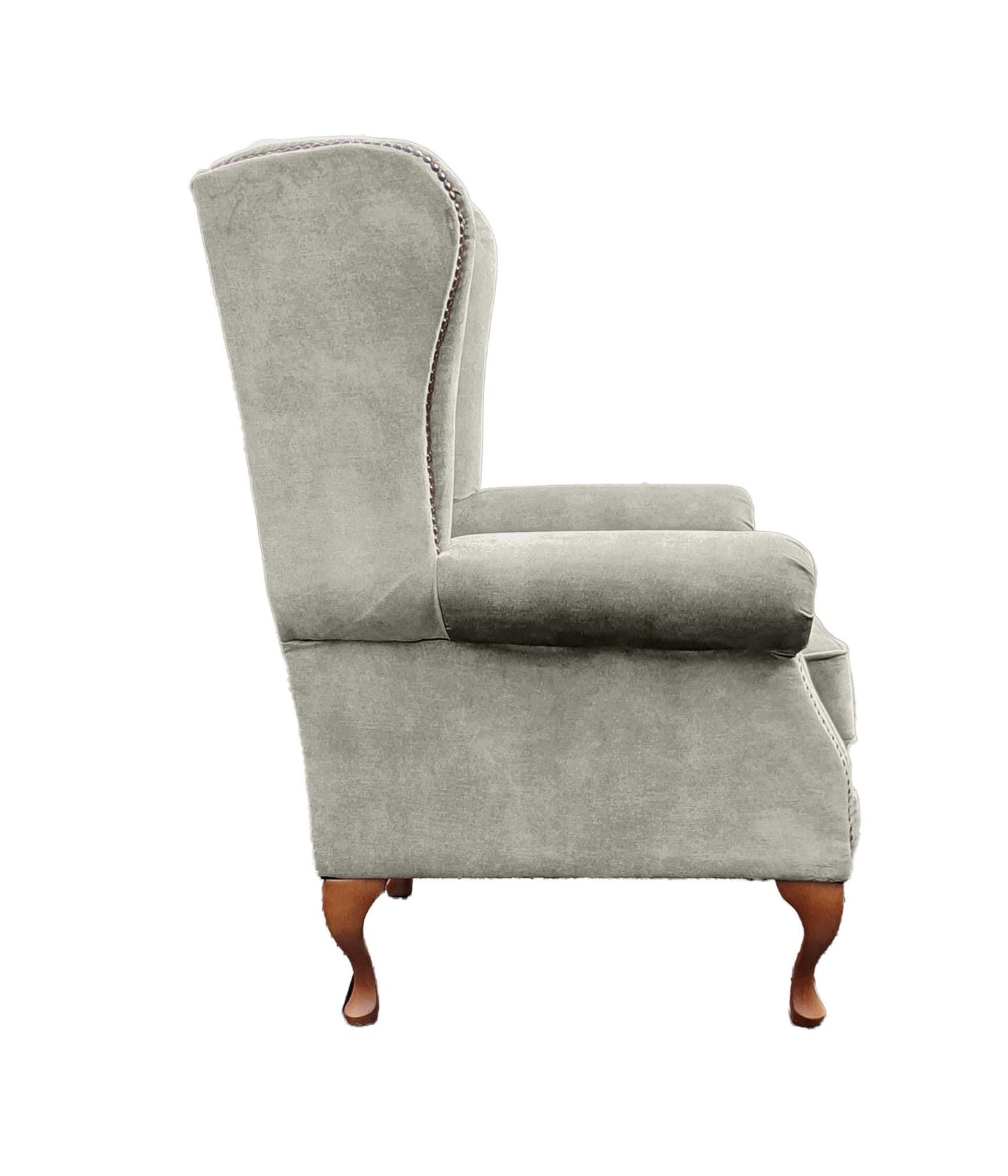 Chesterfield High Back Wing chair - Presented In Luxury Almond Velvet - The Kensington