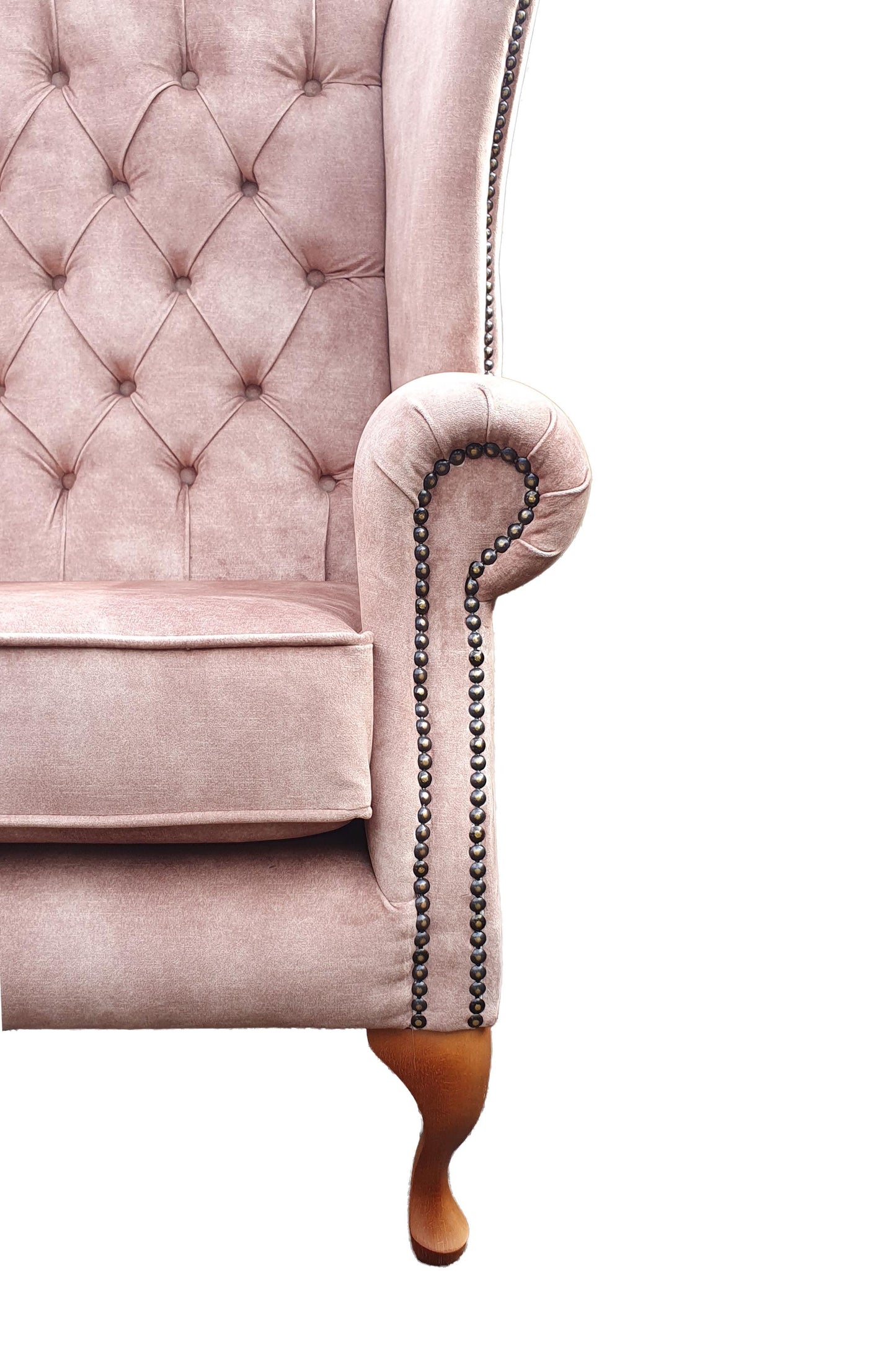 Chesterfield High Back Wing chair - Presented In Luxury Mink Velvet - The Kensington