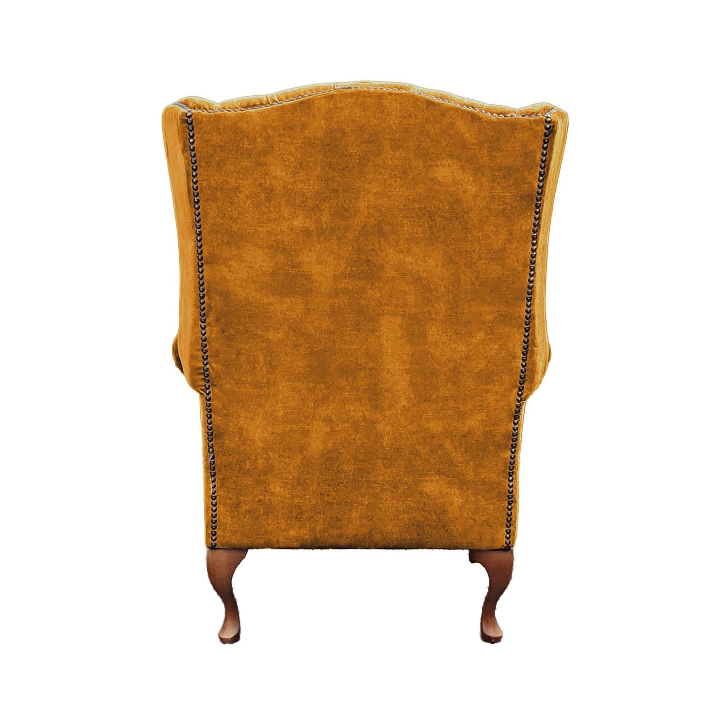 Chesterfield High Back Wing chair and stool - Presented In Luxury Turmeric Velvet - The Kensington