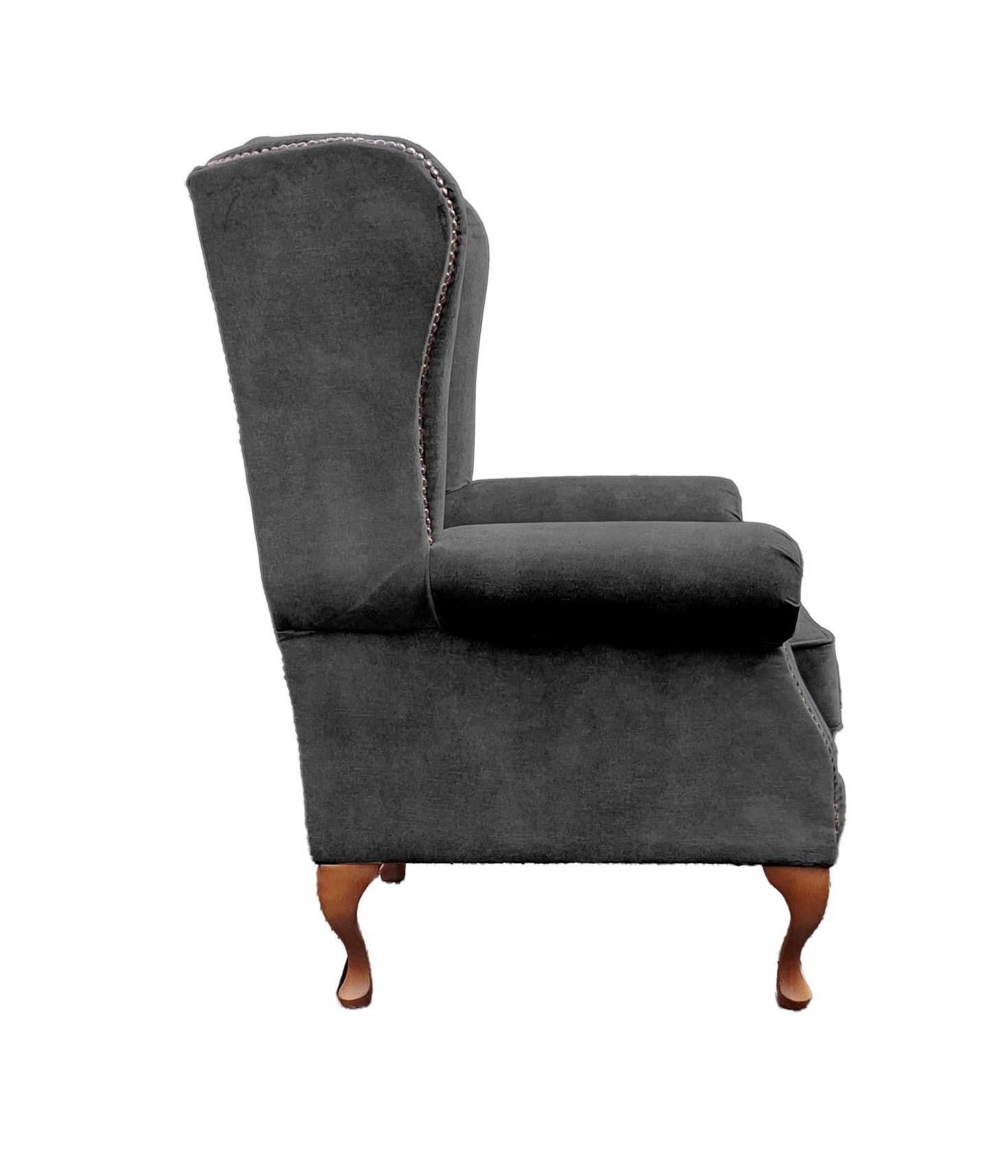 Chesterfield High Back Wing chair - Presented In Luxury Charcoal Velvet - The Kensington