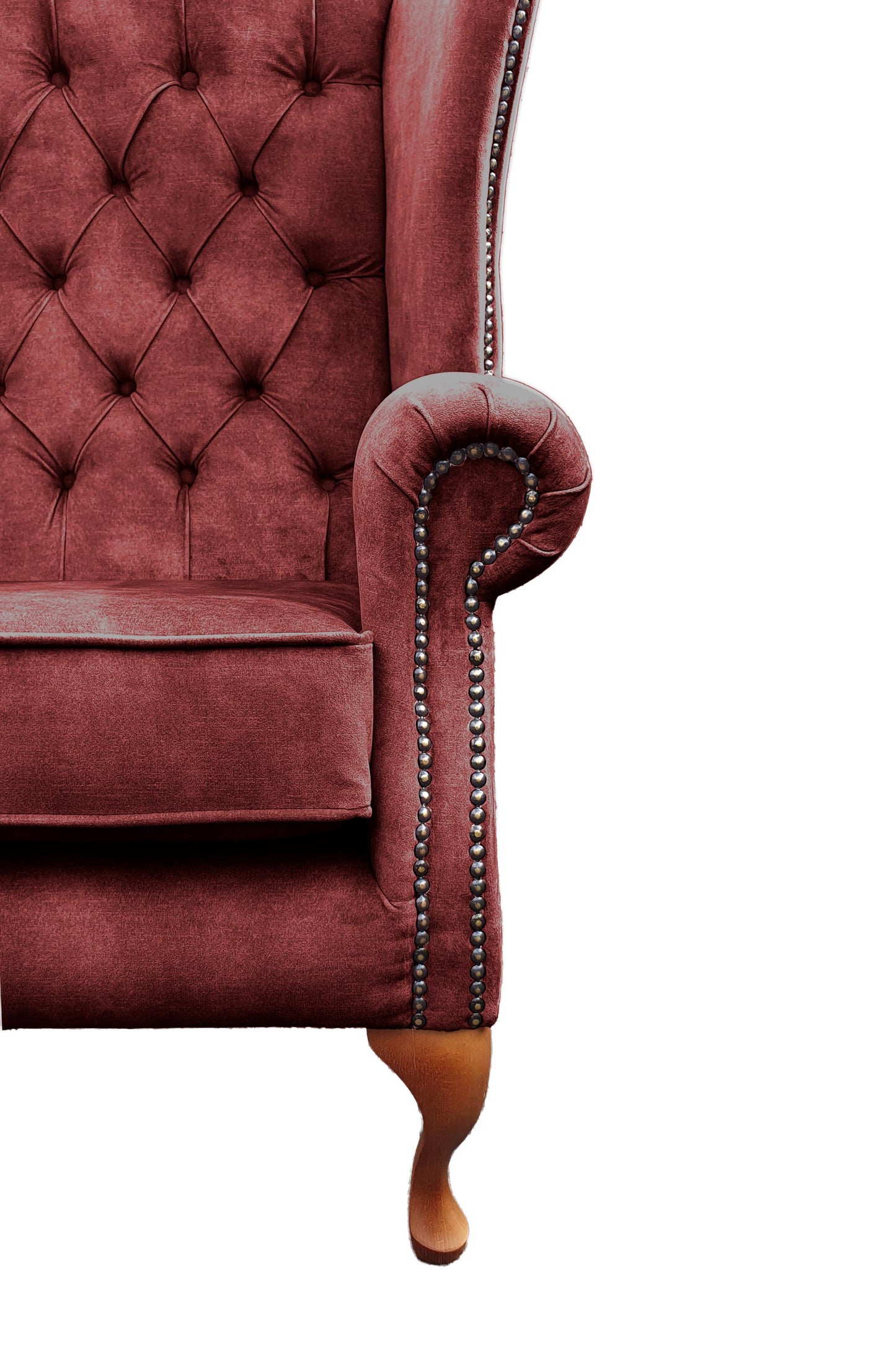 Chesterfield High Back Wing chair - Presented In Luxury Oxblood Velvet - The Kensington