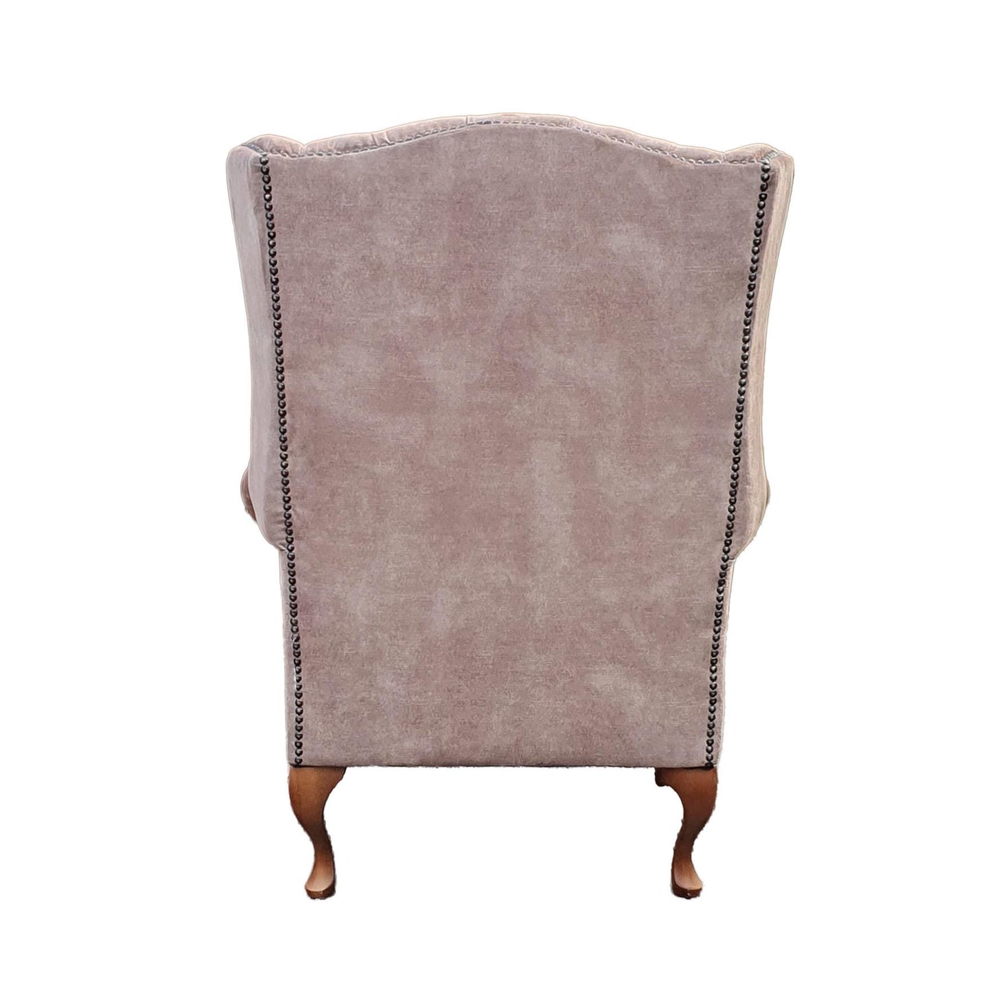 Chesterfield High Back Wing chair and stool - Presented In Luxury Mink Velvet - The Kensington