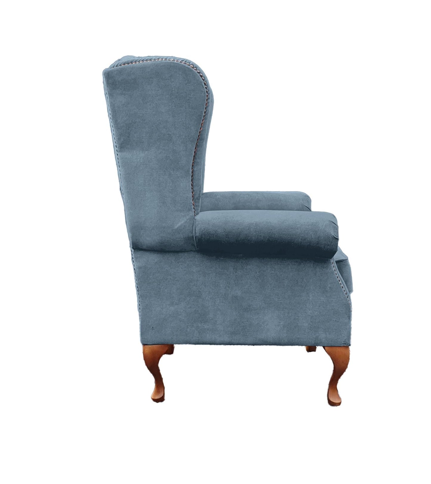 Chesterfield High Back Wing chair - Presented In Luxury Aqua Velvet - The Kensington