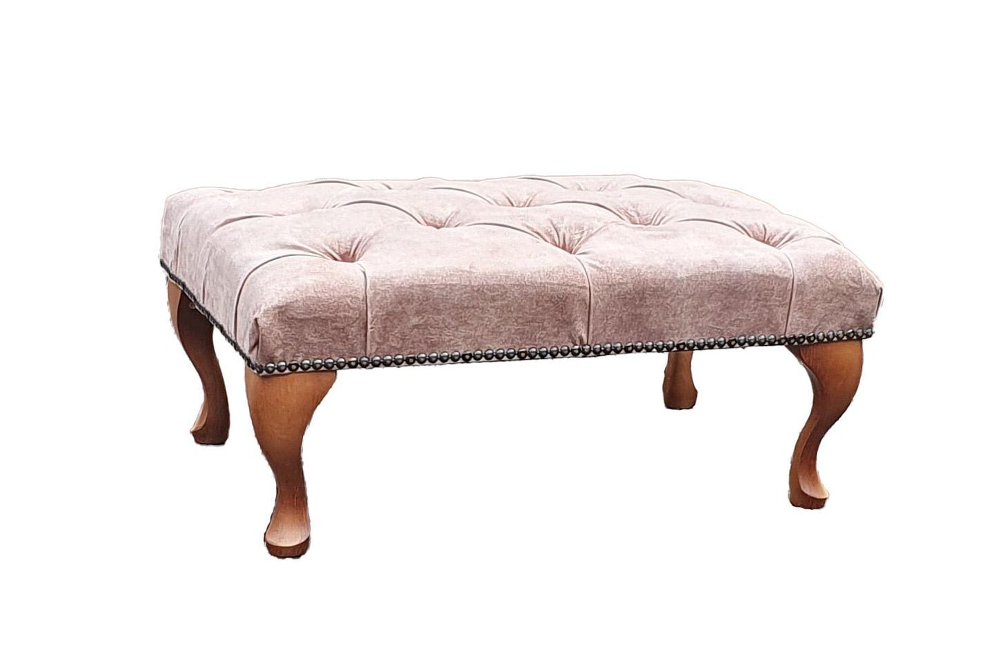 Chesterfield High Back Wing chair and stool - Presented In Luxury Mink Velvet - The Kensington