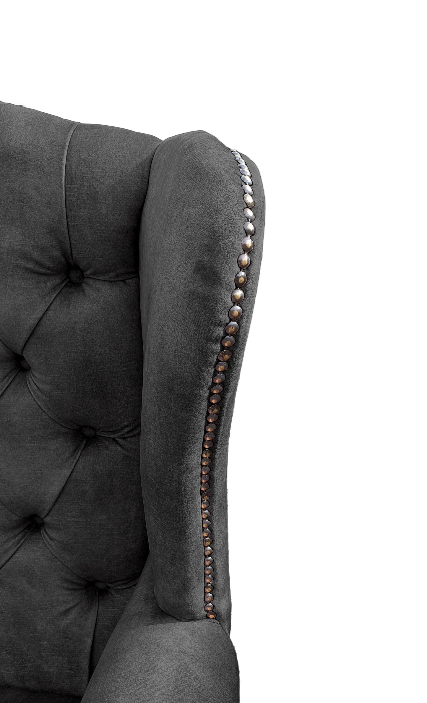 Chesterfield High Back Wing chair - Presented In Luxury Charcoal Velvet - The Kensington