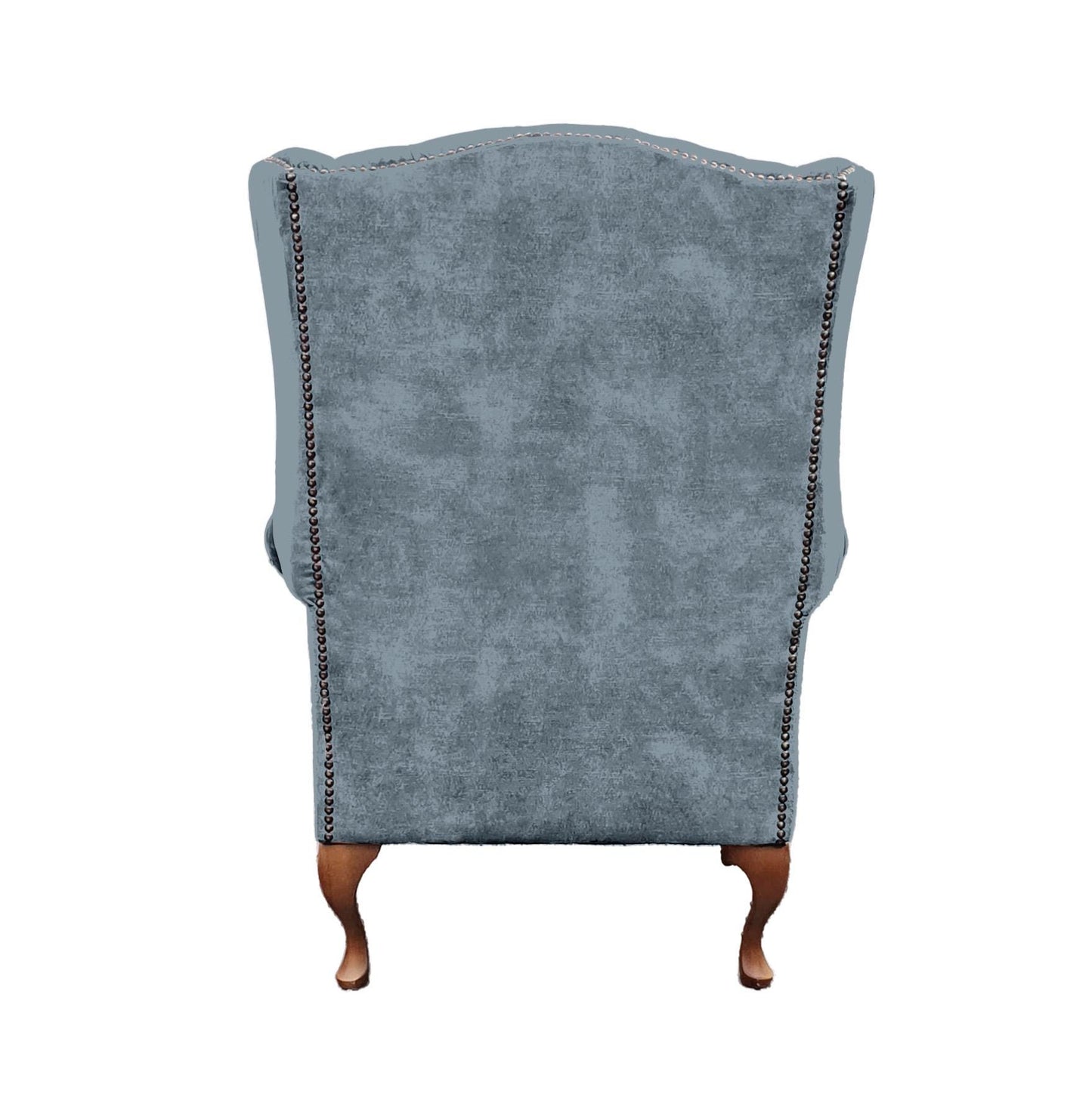 Chesterfield High Back Wing chair and stool - Presented In Luxury Aqua Velvet - The Kensington