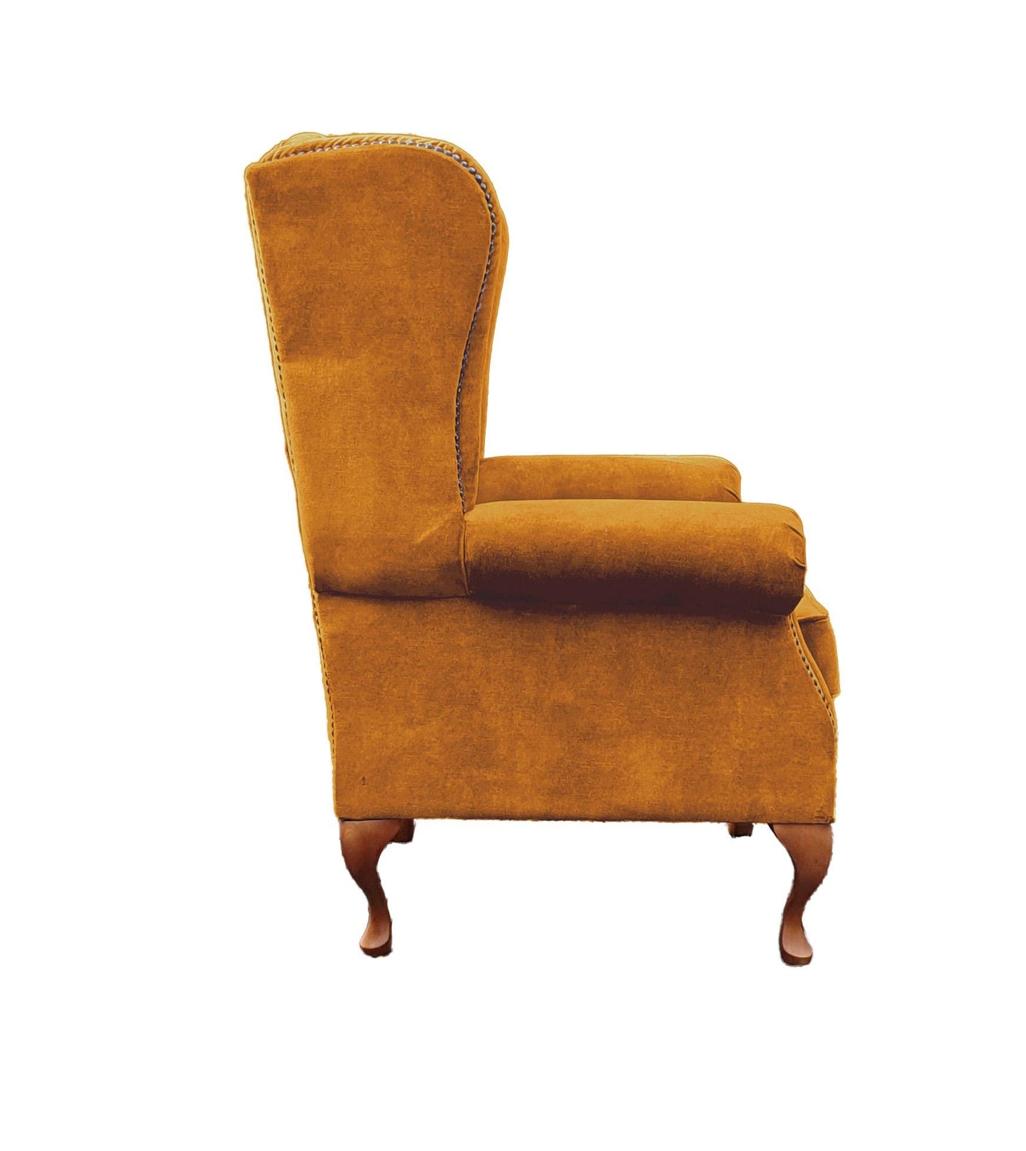 Chesterfield High Back Wing chair - Presented In Luxury Turmeric Velvet - The Kensington