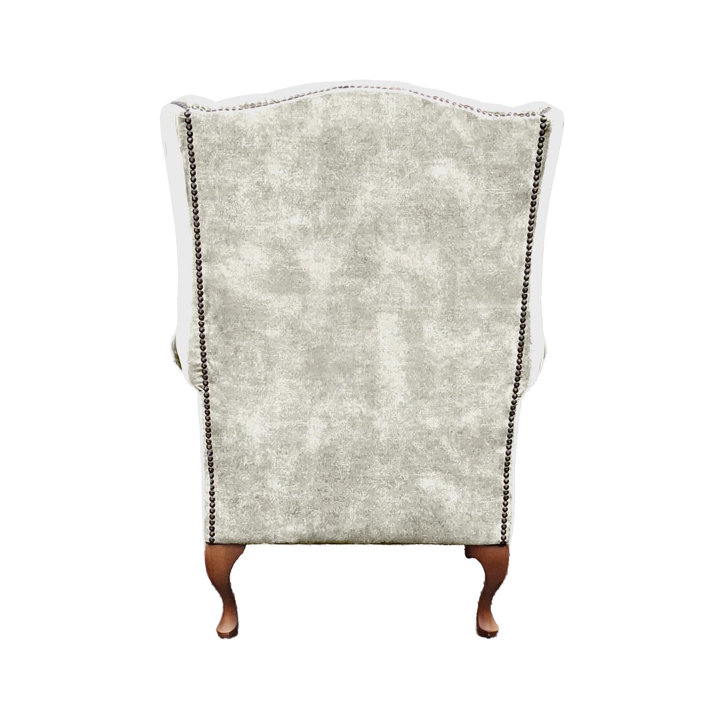 Chesterfield High Back Wing chair and stool - Presented In Luxury Almond Velvet - The Kensington