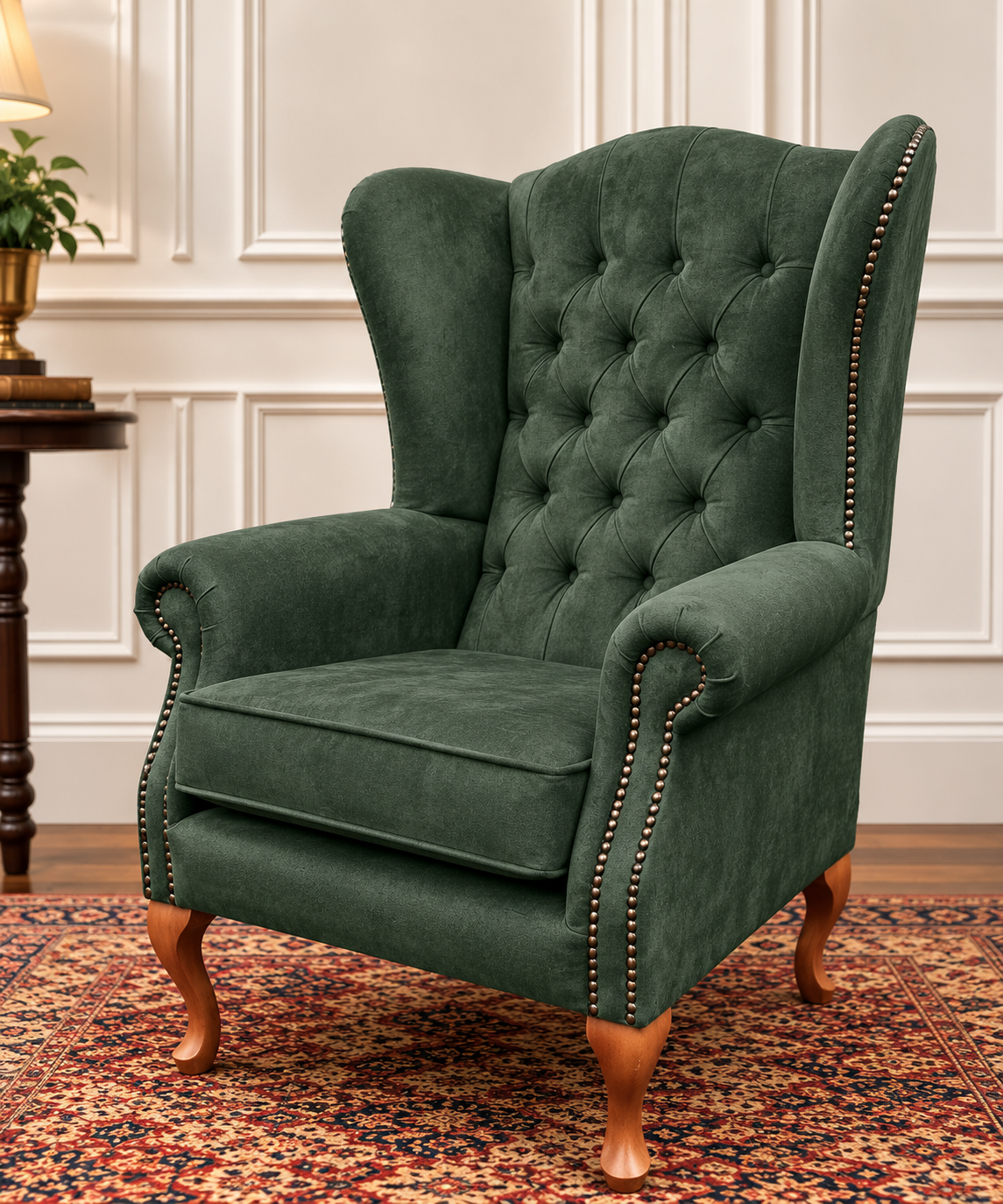 Chesterfield High Back Wing chair - Presented In Luxury Velvet - The Kensington